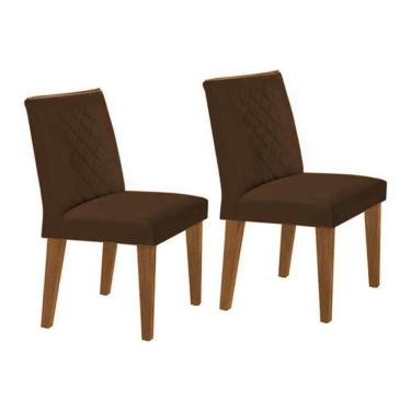 Imagem de Kit 2 Cadeiras De Cozinha Jade Madeira Capuccino-suede Marrom - Rufato