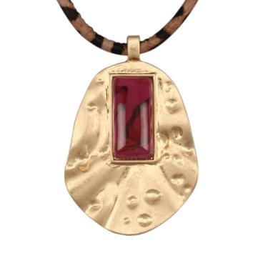 Imagem de JAOYU Colar Boho feminino com pingente grande, gargantilha longa, de couro, dourado, vintage, joias modernas, Couro sintético, Sem Pedra Preciosa