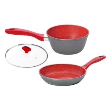 Imagem de Polishop Panela Sauce 20cm + Panela Sauté Petit 20cm + Tampa Vermelho