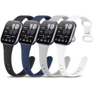 Imagem de Vancle Pacote com 4 pulseiras finas de silicone para Amazfit Bip 6/Bip 5/GTR 4/GTR 3/3 Pro/GTR 2/2e/GTR 47 mm/Balance Watch Pulseira feminina e masculina, pulseira ajustável de silicone esportiva de