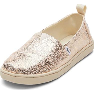Imagem de TOMS Mocassim Alpargata para meninas, Folha dourada, 17