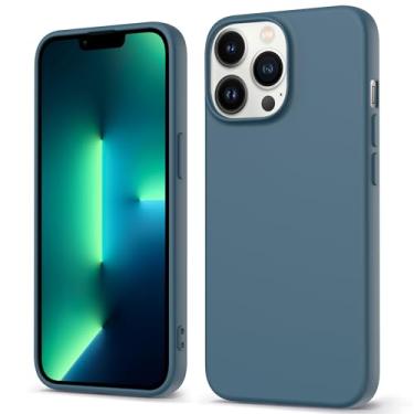 Imagem de Compatível com iPhone 13 Pro Max, capa protetora de silicone líquido à prova de choque com forro de microfibra macio antiarranhões, capa ultrafina de proteção contra quedas de 6,7 polegadas, azul