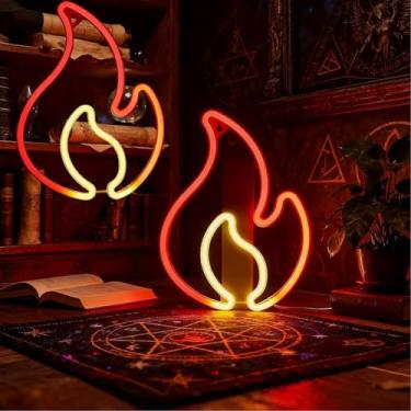 Imagem de Placa de néon de chama, placa de néon de Natal, LED neon, alimentada por bateria e USB. Sinais de néon Feliz Natal, decorações de natal, luzes de néon para quarto, sala de estar, festa em casa