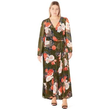 Imagem de City Chic Vestido feminino plus size - Kataleya Maxi, Floral oliva, 54