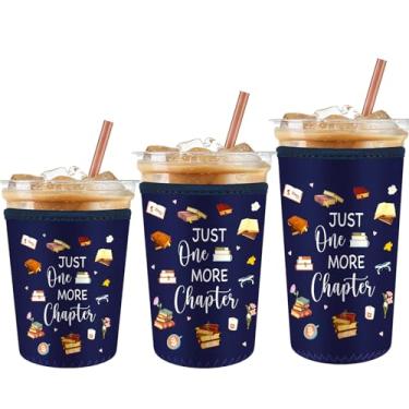 Imagem de Qinyoung Pacote com 3 presentes para amantes de livros presentes de clube de livros reutilizáveis mangas de café gelado para xícaras de café gelado ou bebidas para mulheres bibliotecárias leitoras