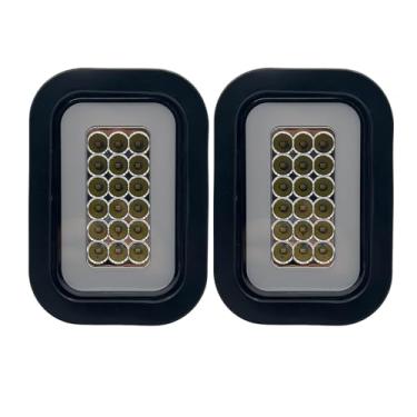 Imagem de 2 x kit de luz traseira de reboque branco 12 x 7,8 cm x 12 cm retangular de 42 LEDs [DOT FMVSS 108] [SAE (2) R] [ilhós/plugues] [submersível] [reversível/reserva/cauda] [Halo] Lâmpada de freio para
