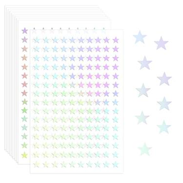 Imagem de 1500 peças de adesivo estrela, autoadesivo holográfico pequeno estrela para artesanato, mini folha de cinco pontas a laser para recompensa na sala de aula (prata laser)