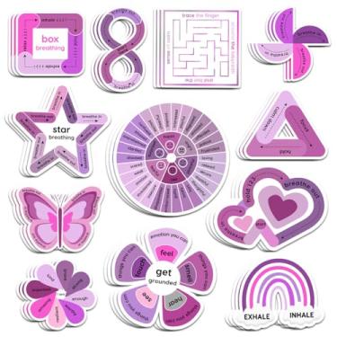 Imagem de 36 pçs adesivos sensoriais ansiedade calmante TDAH humor terapia calmante texturizado ansiedade adesivo sensorial conselheiro escolar respiração atenção plena fidget adesivo alívio ansiedade