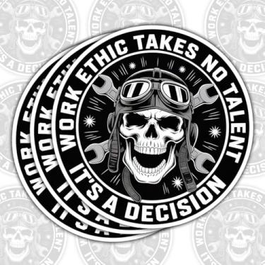 Imagem de 3 peças de adesivos Work Ethic Takes No Talent It's a Decision, decalques de vinil com chaves inglesas, adesivos motivacionais de garagem para laptops, caixas de ferramentas, garrafas de água e