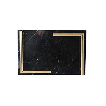 Imagem de Bandeja decorativa de pedra de mármore bandeja de perfume com alças de metal cor de cobre bandeja de joias bandeja de bijuteria bandeja para cômoda banheiro penteadeira bandejas de servir para Ent