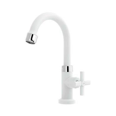 Imagem de Torneira Lavatório Bica Alta 1/2 Branca - Blukit Com Fechamento 1/4 De Volta