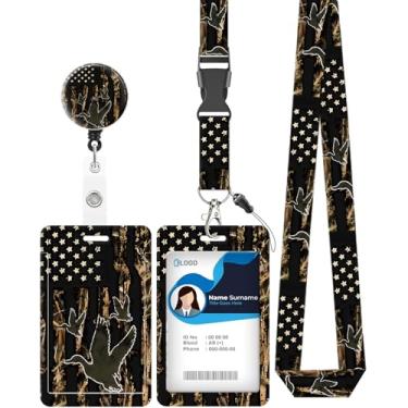 Imagem de Porta-crachá de identificação com cordão, carretel retrátil resistente com clipe de cinto giratório, clipes de etiqueta de cartão de nome para professores, enfermeiras, homens de escritório (caça à