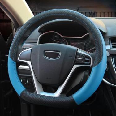 Imagem de Pahajim Capas de volante de carro em forma de D couro PU fundo plano capa de volante antiderrapante respirável estilo esportivo 37-38 cm acessórios de carro para mulheres e homens