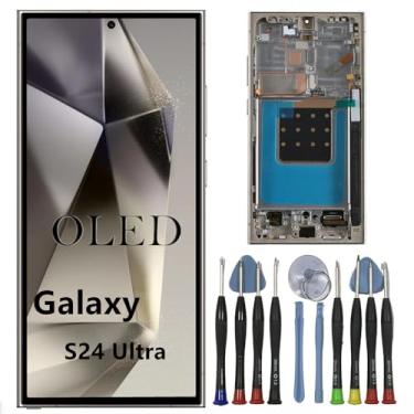 Imagem de Tela de substituição OLED Galaxy S24 Ultra para Samsung S24ultra 5G Display Touch Screen Digitalizador Assembléia S928U S928B/DS S928U1 S928W S928E LCD suporta impressão digital e S-Pen (com moldura