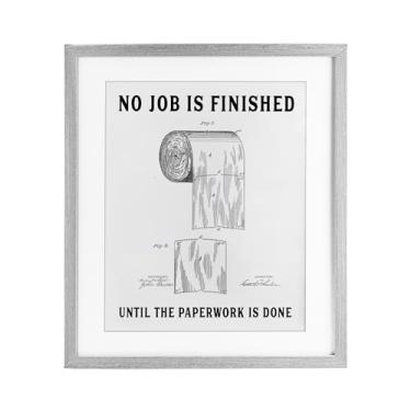 Imagem de Stupell Industries Papel higiênico No Job Finished Impressão emoldurada de bétula sob vidro, design por letras e forrado, 53 x 43 cm