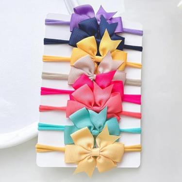 Imagem de Conjunto de 8 unidades/conjunto de faixas de fita de nylon elásticos com laço e acessórios de cabelo