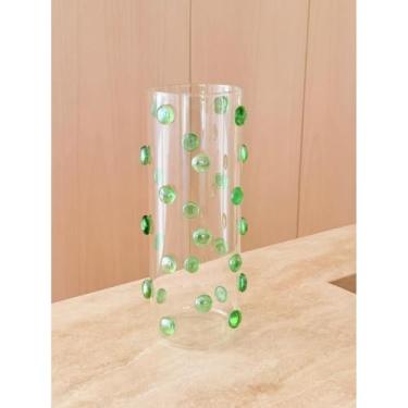 Imagem de Vaso de Vidro Decorativo 1700ml com Gemas de Vidro - Design Italiano para Vasos Decorativos para Sala e Jarra de Vidro para Flores(Verde)
