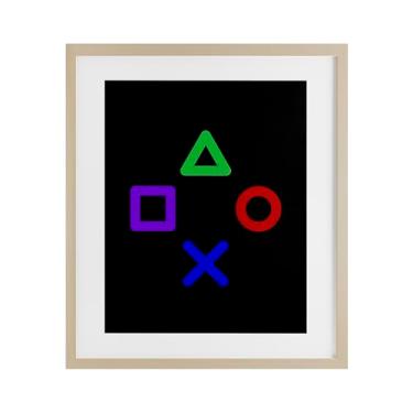 Imagem de Stupell Industries Impressão emoldurada de bétula em formato de botão de jogo sob vidro, design de Kim Allen, 40 x 33