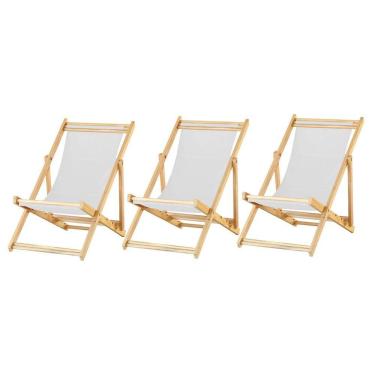Imagem de Kit 3 Cadeira Espreguiçadeira Dobrável S-b-branco