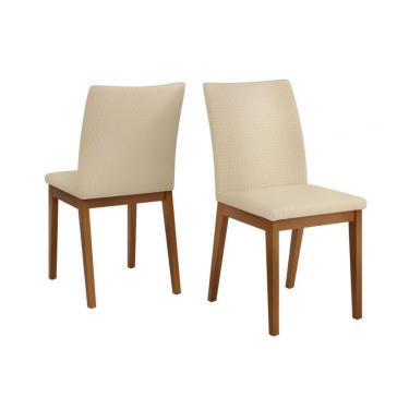 Imagem de Cadeira Sala De Jantar Vitoria Madeira Kit 2un Ipe-veludo Creme Dj Móveis