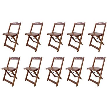 Imagem de Kit 10 Cadeiras Dobráveis Madeira Jack Imbuia