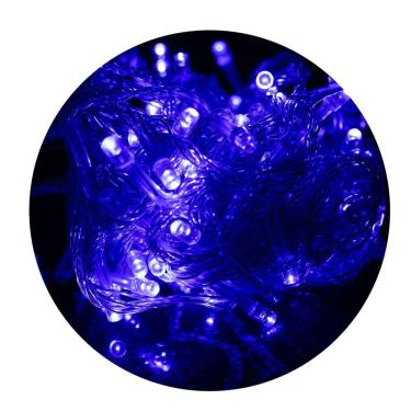 Imagem de Led Pisca Cordão Com 10 Metros 100 Lampadas Formato Gota Fio Crystal Tomada Luz Natal Ano Novo Azul