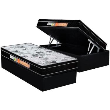 Imagem de Cama Box Baú Solteiro: Colchão Anatômico Polar D28 - Ep Orthoface Firme + Base Crc Suede Black