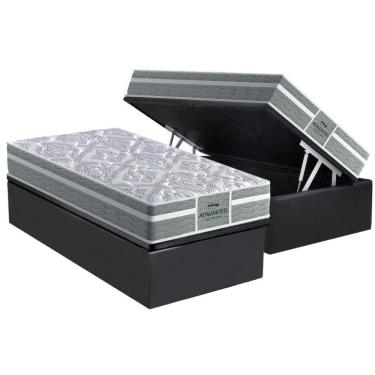 Imagem de Cama Box Baú Solteiro: D28 - Ep Firmepedic Prodormir Advanced Tech1000 Plus + Base Crc Suede Gray