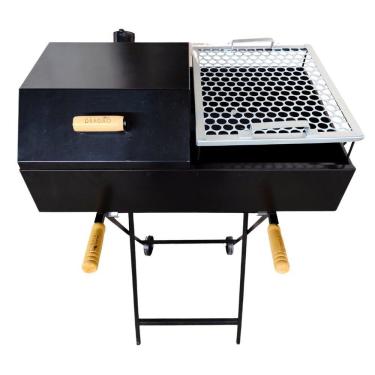 Imagem de Churrasqueira A Carvão Meia Bafo Premium Com Suporte Móvel Preto