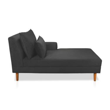 Imagem de Divã Chaise Jade 1,60 Cm Pés Chanfrado Suede Grafite