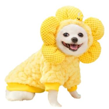Imagem de JAAQUCD Moletom com capuz engraçado para cães pequenos, fantasia de cachorro de Halloween, com anel D, roupas de inverno chihuahua, casaco para clima frio, lindo girassóis e gatos (girassol amarelo