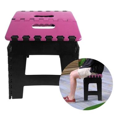 Imagem de Banco Dobrável Para Camping Multiuso Até 100kg Banqueta Plástico Rosa