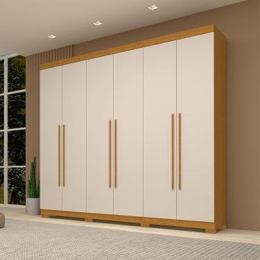 Imagem de Guarda-Roupa Casal Itália 6 Portas Com 4 Gavetas 100% Mdf Linhamobília Cinamomo/off White