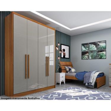 Imagem de Guarda Roupa Solteiro 4 Portas E 2 Gavetas Dinamarca Cinamomo-off White - Tcil Móveis