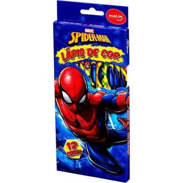 Imagem de Lápis de Cor Homem Aranha 12 Cores Spider-Man Marvel - Molin, Azul a