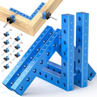 Imagem de Ecarke Grampos de canto para marcenaria, pacote com 4 ferramentas de madeira de liga de alumínio de 14 cm, braçadeira de 90 graus para gavetas de armários de caixa de quadro