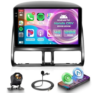 Imagem de Orderich Rádio automotivo Android 4G + 128G para Honda CRV 2002-2006 com CarPlay sem fio Android Auto, tela sensível ao toque de 23 cm, conexão de espelho estéreo para carro, navegação GPS, WiFi