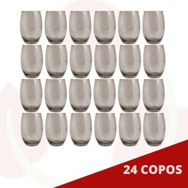 Imagem de Jogo Copo Vidro California 450ml Redondo Cinza Agua - 24Un - PRATICASA