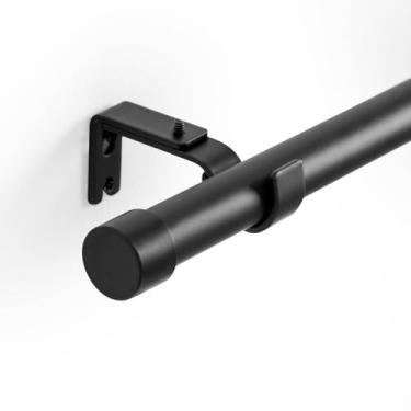 Imagem de Varão de cortina preto 102 a 236 cm de diâmetro, haste de metal de ferro de 2,5 cm de diâmetro, hastes de cortina ajustáveis para janelas, portas, portas, quarto, banheiro, cozinha, decoração de casa