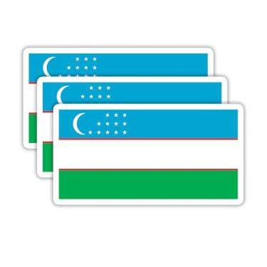 Imagem de (3 peças) Adesivos de bandeira do Uzbequistão, adesivos de bandeira dos países - Decalques de vinil à prova d'água para laptops, copos, garrafas de água, livros, álbuns de recortes, tamanho 7 x 3 cm
