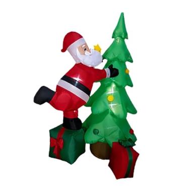 Imagem de oshhni Decoração inflável de Natal de 1,8 m para exterior com saco de presente. Versátil e grande Papai Noel inflável para jardim, pátio, telhado e decoração