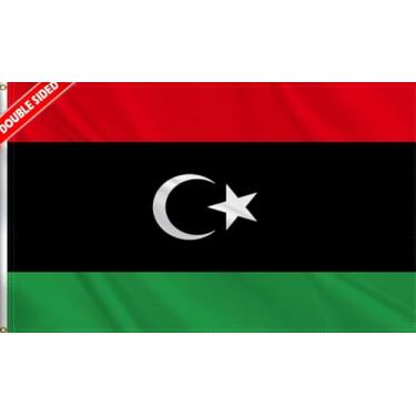 Imagem de HVATLTL Bandeira de barco da Líbia com 3 camadas dupla face, 30 x 45 cm, nylon 220D resistente, cores vivas, bandeiras náuticas da Líbia com 2 ilhós de latão para barco, quadriciclo, caminhão