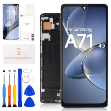 Imagem de Substituição de tela para Samsung Galaxy A71 4G LCD Display A715 para Galaxy A71 4G Digitalizador Touch Screen Assembly SM-A715F, SM-A715W, SM-A715F/DS (preto com moldura, sem função de impressão de
