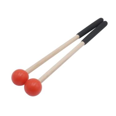 Imagem de Soundspire Marretas vermelhas de percussão de 20 cm, cabeça de borracha e cabo ergonômico de madeira para xilofone/glockenspiel/tambor de língua (pacote com 2)