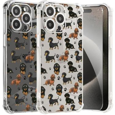 Imagem de Roemary Capa de cachorro para iPhone 16e com design de patas de Dachshunds, estampa transparente com protetor de tela [Buffertech impacto de queda de 2 metros] Capa protetora de TPU macio para iPhone