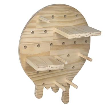 Imagem de KIAGA, Prateleira Pegboard Circulo Derretendo Em Madeira Pinus com 9 Pinos, 1 Prateleia 13,5cm e 1 Prateleira 10cm Cor:PINUS NA