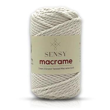 Imagem de Cordão de macramê Sensy Premium de 3 mm, 100% algodão, 245 pés, 3 fios torcidos, corda de macramê, fio de algodão para macramê, fio de macramê (natural, 1 novelo (3 fios))