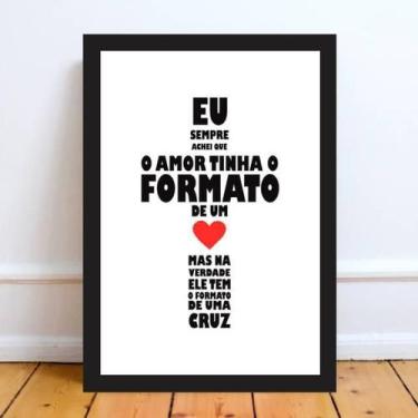 Imagem de Quadro Amor Formato De Cruz 33X24Cm Moldura Branca - Quadros On-Line