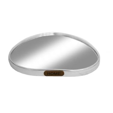 Imagem de BANDEJA DECORATIVA FORMATO ORGÂNICO, ESTILO CORAÇÃO. ACABAMENTO EM METAL LISO - PARA ORGANIZAR PERFUME, MAQUIAGEM E ACESSÓRIOS - BANDEJA DE DECORAÇÃO P/BANHEIRO, PENTEADEIRA E OUTROS (PRATA)