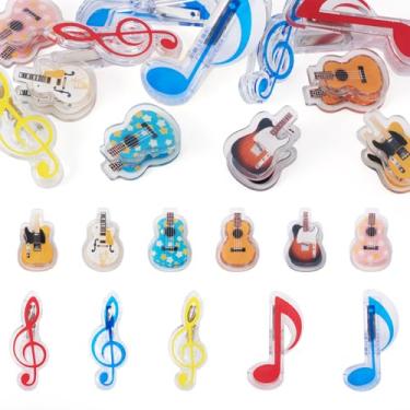 Imagem de 11 peças, suporte de partitura, clipe pequeno, guitarra, notas musicais, clipes de notas de plástico, clipe de papel engraçado, suporte de folha de livro, para professores de música, presentes, mesa